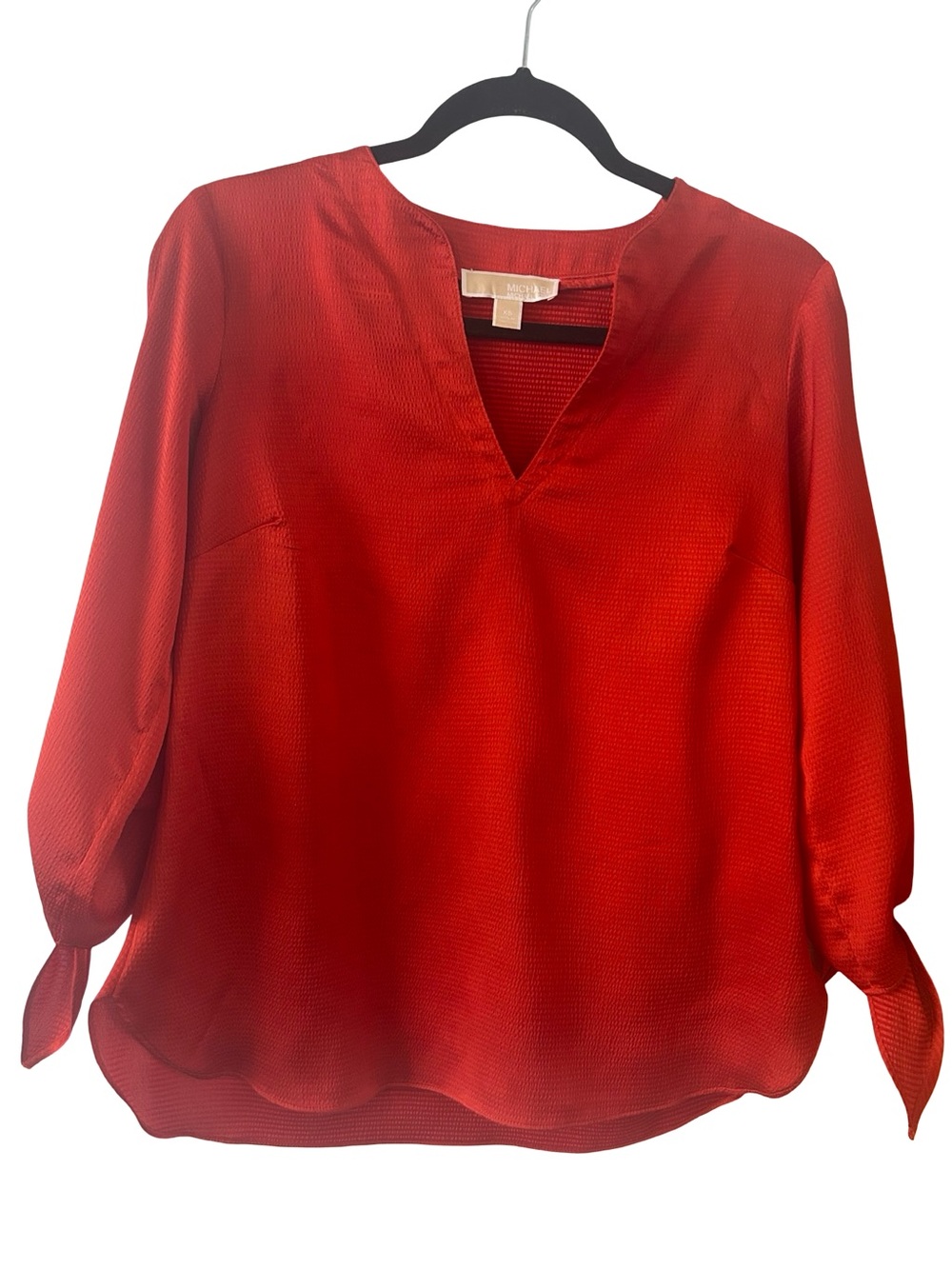 MICHAEL Michael Kors Red V-Neck Tie-Sleeve Blouse